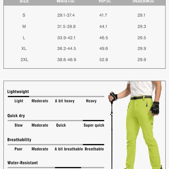 Men's Lightweight Hiking‎ Pants with Belt - Picture 7 of 7